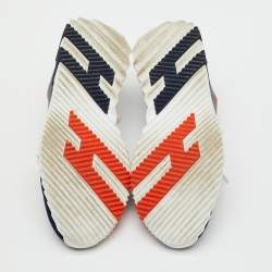 Pre Owned Hermes Navy Blue/Black Knit Fabric and Leather Depart Sneakers Size 42