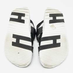 Pre Owned Hermes Black Leather Junior Flat Sandals Size 43.5