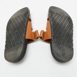 Pre Owned Hermes Brown Leather Chypre Flat Sandals Slide 42