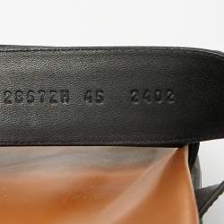 Pre Owned Hermes Black Leather Chypre Flat Slide Size 45