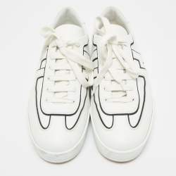 Pre Owned Hermes White Leather Boomerang Lace Up Sneakers Size 43