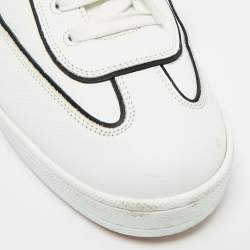 Pre Owned Hermes White Leather Boomerang Lace Up Sneakers Size 43