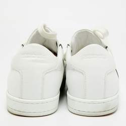 Pre Owned Hermes White Leather Boomerang Lace Up Sneakers Size 43