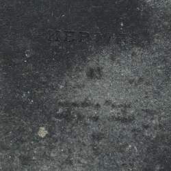 Pre Owned Hermes Black Printed Leather Izmir Flat Slides Size 43