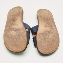 مملوكة مسبقًا صندل سلايد هيرمس ايزمير جلد أزرق مقاس 43