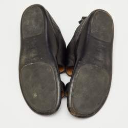 Pre Owned Hermes Black Leather Ring Toe Flat Sandals Size 43