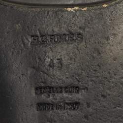 Pre Owned Hermes Black Leather Ring Toe Flat Sandals Size 43