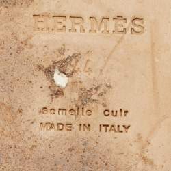 Pre Owned صندل مسطح هيرمس إزمير جلد أسود مقاس 44