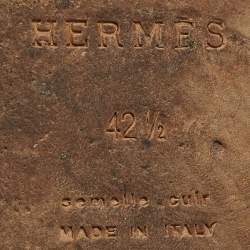 Pre Owned Hermes Izmir Size 42.5 Black Ostrich Leather Slide Sandals