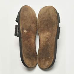 Pre Owned Hermes Izmir Size 42.5 Black Ostrich Leather Slide Sandals