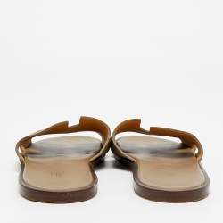 Pre Owned صندل فلات هيرمس إزمير جلد بني مقاس 43.5