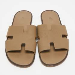 Pre Owned صندل فلات هيرمس إزمير جلد بني مقاس 43.5