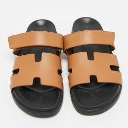 مملوكة مسبقًا Hermes Chypre Size 42.5 Brown Leather Flat Sandals