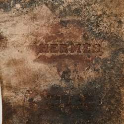 مملوكة مسبقًا Hermes Izmir Size 42.5 Dark Brown Leather Flat Slide