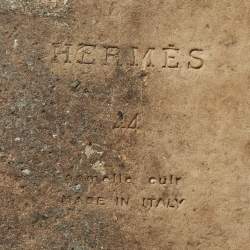 مملوكة مسبقًا Hermes Izmir Size 44 Brown Leather Flat Slide Sandals