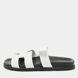 Pre Owned صندل هيرمس كيبر جلد أبيض مقاس 43