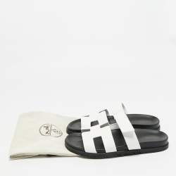 Pre Owned صندل هيرمس كيبر جلد أبيض مقاس 43