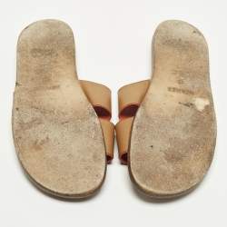 مملوكة مسبقًا Hermes Izmir Size 43 Brown Leather Flat Sandals
