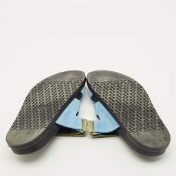 مملوكة مسبقًا Hermes Chypre Size 40 Blue/Green Suede Flat Sandals