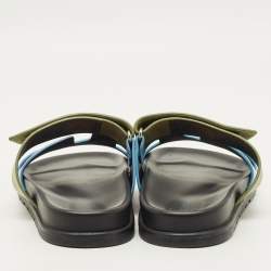 مملوكة مسبقًا Hermes Chypre Size 40 Blue/Green Suede Flat Sandals