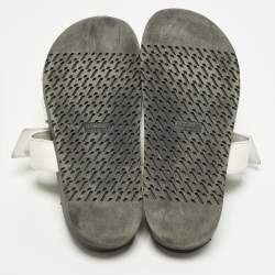 Pre Owned صندل شيبر هيرمس جلد أبيض مقاس 39