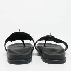 Pre Owned Hermes Empire Size 40.5 Black Leather Thong Flat Slide