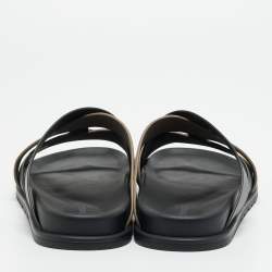 مملوكة مسبقًا صندل فلات هيرمس كازيمير جلد سويد أسود/رمادي مقاس 45.5