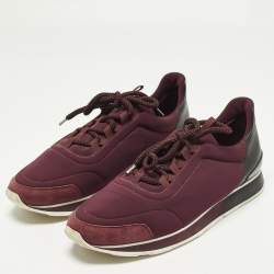 مملوكة مسبقًا Hermes Miles Size 45 Tricolor Leather and Neoprene Lace Up Sneakers