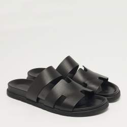 Pre Owned Hermès Ankara Size 44.5 Black Leather Flat Sandals