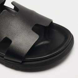 Pre Owned Hermès Ankara Size 44.5 Black Leather Flat Sandals