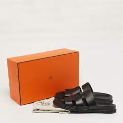Pre Owned Hermès Ankara Size 44.5 Black Leather Flat Sandals
