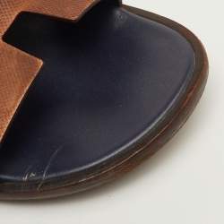 Pre Owned صندل فلات هيرمس إيزمير جلد بني منقوش مقاس 46.5