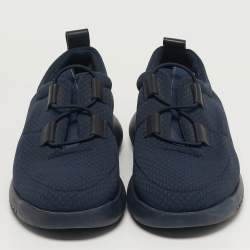 Pre Owned Hermes Team Size 44 Navy Blue Fabric and Leather Low Top Sneakers