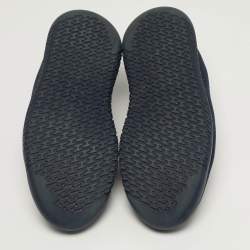 Pre Owned Hermes Team Size 44 Navy Blue Fabric and Leather Low Top Sneakers