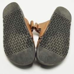 مملوكة مسبقًا صندل فلات هيرمس شيبر جلد بني مقاس 42