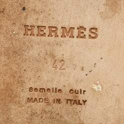 Pre Owned Hermes Izmir Size 42 Brown Crocodile Leather Flat Slide