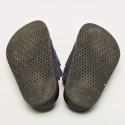 Pre Owned Hermes Go Size 46 Navy Blue Suede Mules