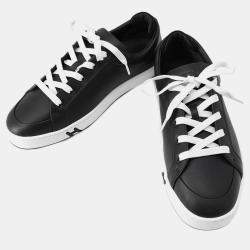 Pre Owned Hermes Sneakers Black/White Leather Size 40.5