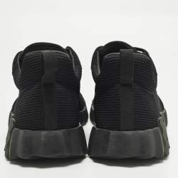 Pre Owned Hermès Bouncing Size 46 Black Knit Fabric and Suede Lace Up Sneakers