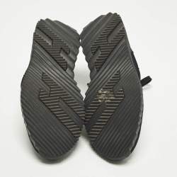 Pre Owned Hermès Bouncing Size 46 Black Knit Fabric and Suede Lace Up Sneakers