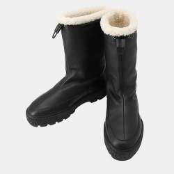 Pre Owned Hermes Journey Boots Black242070Z Calf Leather Size 41