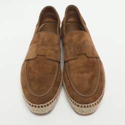 Pre Owned Hermes Trip Size 40 Khaki Suede Espadrille Flats 