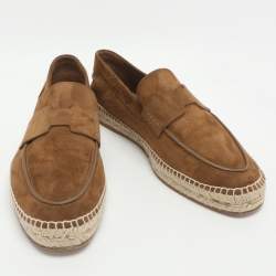 Pre Owned Hermes Trip Size 40 Khaki Suede Espadrille Flats 