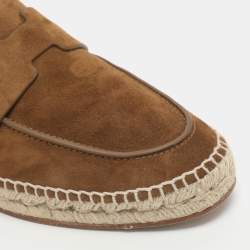 Pre Owned Hermes Trip Size 40 Khaki Suede Espadrille Flats 