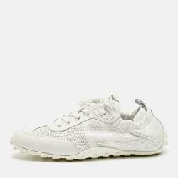 Pre Owned حذاء رياضي هيرمس جلد مثقوب أبيض عنق منخفض مقاس 40