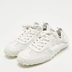 Pre Owned Hermes In Size 40 White Perforated Leather Low Top Sneakers