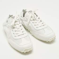 Pre Owned Hermes In Size 40 White Perforated Leather Low Top Sneakers