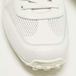 Pre Owned Hermes In Size 40 White Perforated Leather Low Top Sneakers