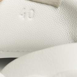 Pre Owned Hermes In Size 40 White Perforated Leather Low Top Sneakers