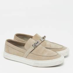 Pre Owned حذاء رياضي هيرميس لعبة شامواه رمادي بدون أربطة مقاس 41